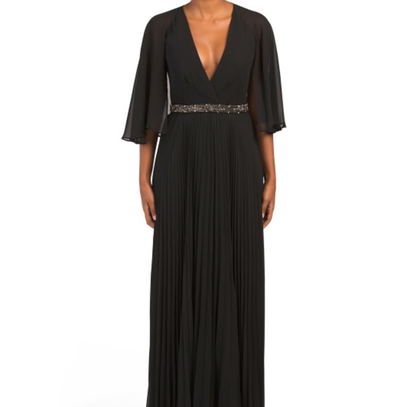LAUNDRY BY SHELLI SEGAL Cape Beaded Formal Gown - Picture 1 of 4